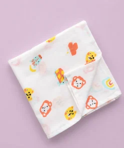 Single-Layer Muslin Swaddle (Set of 4) 100x100cm - House - Dino - Animals - Sparrow- SW1 - Image 5