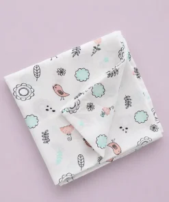 Single-Layer Muslin Swaddle (Set of 4) 100x100cm - House - Dino - Animals - Sparrow- SW1 - Image 3