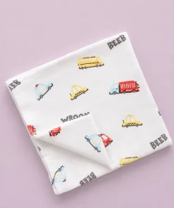 Single-Layer Muslin Swaddle (Set of 3) 100x100cm - Shape - Leaf - Vehicles - SW1 - Image 4