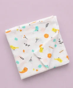 Single-Layer Muslin Swaddle (Set of 4) 100x100cm - Elephant - Turtle - Happy Heart - Color Sparrow- SW1 - Image 3