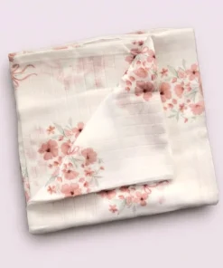 Single-Layer Muslin Swaddle (Set of 4) 100x100cm - Blue Car - Yellow Sparrow - Pink Flower - Crocodile - SW1 - Image 2