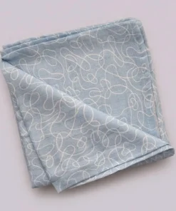 Single-Layer Muslin Swaddle (Set of 4) 100x100cm - Green Teddy - Blue White Lines - Whale - Blu Boat - SW1 - Image 3