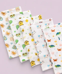 Single-Layer Muslin Swaddle (Set of 5) 100x100cm - Beer Head - Avocado - Honey Bee - Under the Sea - Woo Hoo - SW1 - Image 7