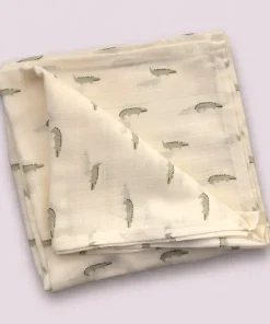 Single-Layer Muslin Swaddle (Set of 3) 100x100cm - Yellow Sparrow - Blue Sparrow - Cracodile - SW1 - Image 4
