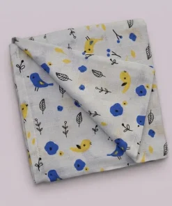 Single-Layer Muslin Swaddle (Set of 3) 100x100cm - Yellow Sparrow - Blue Sparrow - Cracodile - SW1 - Image 3