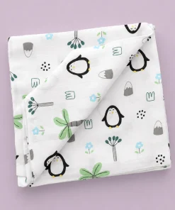 Single-Layer Muslin Swaddle (Set of 2) 100x100cm - Penguin - Sea Animal - SW1 - Image 2