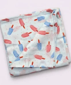 Single-Layer Muslin Swaddle (Set of 3) 100x100cm - Blue Whale - Color Shapes - Blue Ice cream - SW1 - Image 3