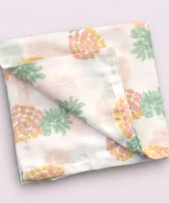 Single-Layer Muslin Swaddle (Set of 3) 100x100cm - Color Shapes - Pineapple - Pink Sparrow - SW1 - Image 3