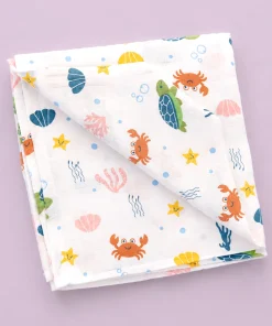 Single-Layer Muslin Swaddle (Set of 2) 100x100cm - Penguin - Sea Animal - SW1 - Image 3