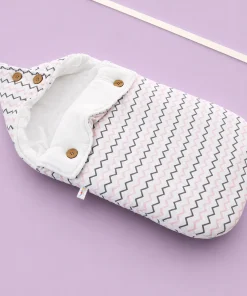 Muslin Cotton Kangaroo Wrapper (70x40cm) - Ash Pink Waves  - KW1