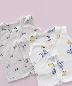 Alternative view of Sleeveless Jhabla Front Button(Pack of 2) - Grey Dog and Mickey - JH1