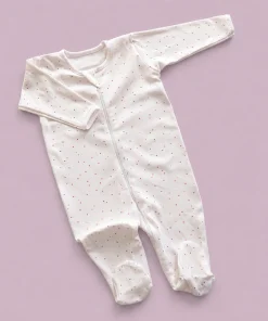 Sleeping Suit - White with Pink Dot - SS1