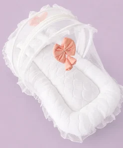 Premium Baby Nest Bed - Pink and White - BS1 - Image 3
