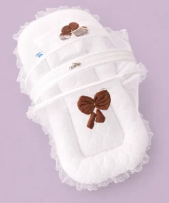 Premium Baby Nest Bed - Dark Brown and White - BS1