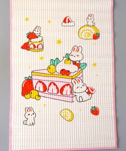 Bath Mat Bubble Sheet - Strawberry and Rabbit (Pink Border) - BM1