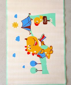 Bath Mat Bubble Sheet - Yellow Dino and Bird (Green Border) - BM1