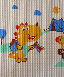 Alternative view of Bath Mat Bubble Sheet - Yellow Dino and Bird (Green Border) - BM1