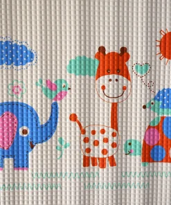 Bath Mat Bubble Sheet - Elephant and Giraffe (Blue Border) - BM1 - Image 2