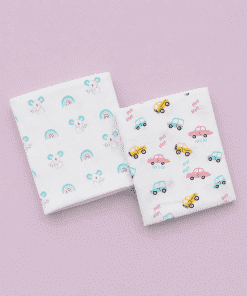 Organic Muslin Cotton Bath Towel - 70x70cms - Koala and Cars - BT1
