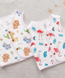 Baby Premium Crinkled Jhabla - Pack of 2 - Forest Animals + Flamingo - JH1