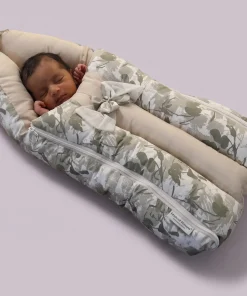 Premium Baby Carry Nest and Wrapper (62x30cm) - Olive Green White Print - KW1 - Image 2