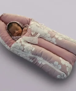 Premium Baby Carry Nest and Wrapper (62x30cm) - Pink White Floral - KW1 - Image 2