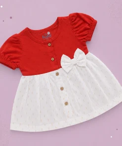 Cotton Kasavu Frock - Red - EFRK