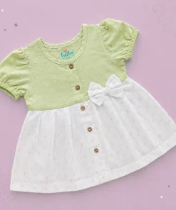 Cotton Kasavu Frock - Light Green - EFRK