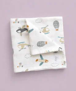 Single-Layer Muslin Swaddle (Set of 2) 100x100cm - Dragonfly - Helicopter - SW1 - Image 3