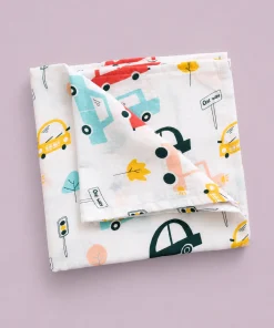 Alternative view of Single-Layer Muslin Swaddle (Set of 2) 100x100cm - Car - Donuts - SW1