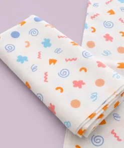 Single-Layer Muslin Swaddle (Single Piece) 100x100cm - White with Shapes - SW1