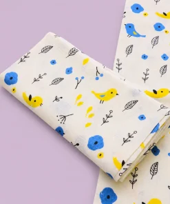 Single-Layer Muslin Swaddle (Single Piece) 100x100cm - Yellow with Sparrow - SW1
