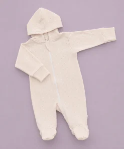 Hooded Sleeping Suit - Cream with Red Dot - SS1