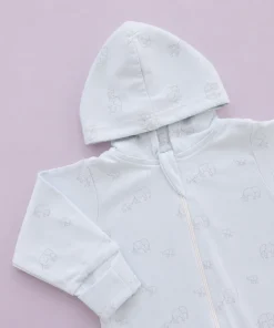 Hooded Sleeping Suit - Blue with Blue Elephant - SS1 - Image 2