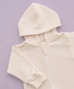 Hooded Sleeping Suit - Cream with Red Dot - SS1 - Image 2