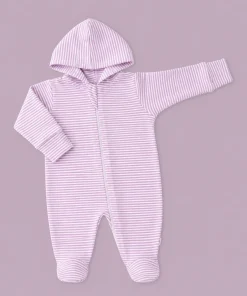 Hooded Sleeping Suit - Purple Strip - SS1