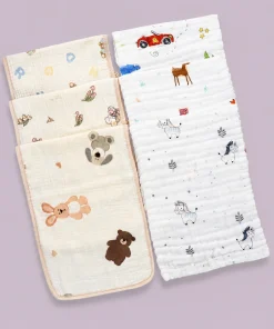 Crinkled Muslin Cream and White Burp Cloth combos(Pack of 6) - BP1