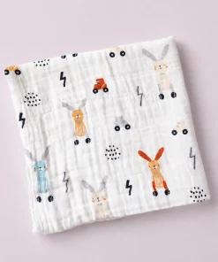 Alternative view of Baby Muslin Cotton Bath Towel Pack Of 4 (50x100cm) - Pink Rabbit , Color Cars , Space , Gray Rabbit  - BT1