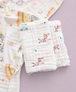 Baby Muslin Cotton Bath Towel Pack Of 2 (50x100cm) - Koala and Lama  - BT1