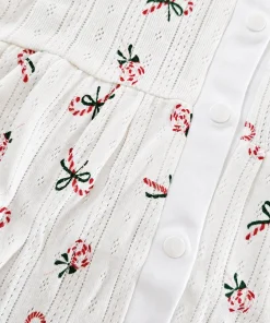 Alternative view of Sleeveless Combed Cotton Frock -White Big Flower  - DFK1
