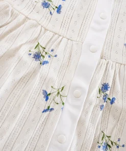 Alternative view of Sleeveless Combed Cotton Frock -Blue Floral  - DFK1