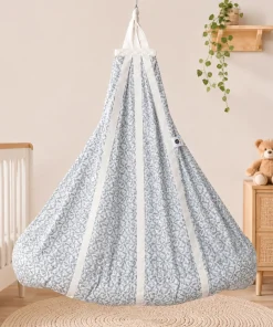 Premium Cotton Blend 3 Piece Cradle Set(0-18m) - Greyish Blue with Leaf - CC1