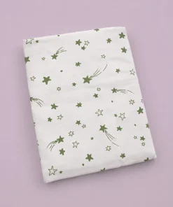 Baby Premium Cotton Hooded Cradle Cloth - White Green Star - CC1