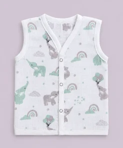 Muslin Cotton Jhabla - Pack of 4 - Cactus, Elephant, Number and bee - JH1 - Image 3