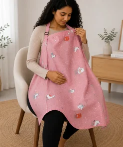 Nursing Gown (96x69cm) - Pink with Snow Bear and Friends - NG1