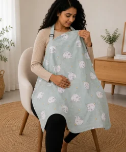 Nursing Gown (96x69cm) - Mint Green with White Elephant  - NG1
