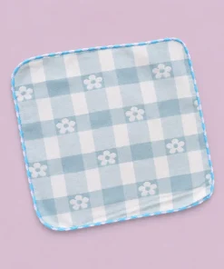 Cotton Face Towel 25x25cm (Set of 6) - Flower with Star Print Pink , Blue , Green - FT1 - Image 4