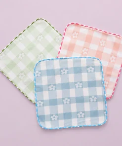Cotton Face Towel 25x25cm (Set of 3)  - Flower Print Pink , Blue , Green - FT1