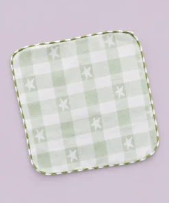 Cotton Face Towel 25x25cm (Set of 6) - Flower with Star Print Pink , Blue , Green - FT1 - Image 5