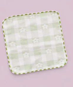 Cotton Face Towel 25x25cm (Set of 6) - Flower with Star Print Pink , Blue , Green - FT1 - Image 3